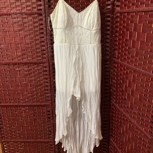 White lace romper with long skirt